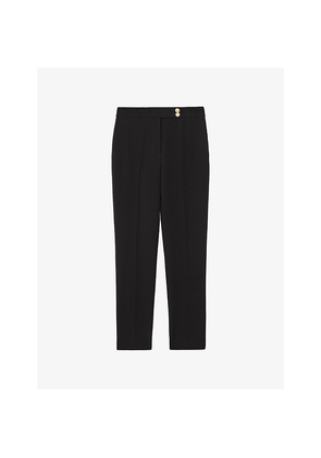 Womens Reiss Gabriel Button-Detail Tapered Stretch-Woven Trousers