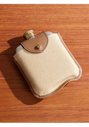 Ralph Lauren Home - Garrett Silver- and Gold-Tone Flask with Leather and Canvas Case - Men - Brown