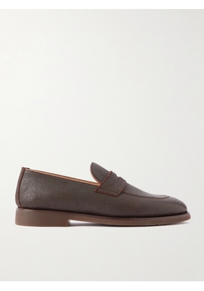 Brunello Cucinelli - Flex Waxed-Suede Penny Loafers - Men - Brown - EU 40