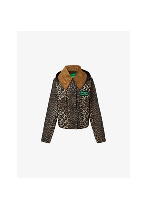 Womens Barbour x Ganni Leopard Print Anorak Waxed Cotton Jacket