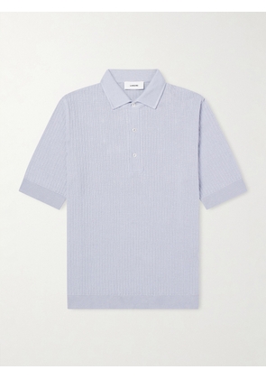 Lardini - Ribbed Linen and Cotton-Blend Polo Shirt - Men - Blue - S