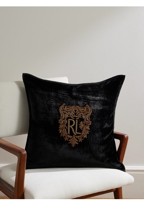 Ralph Lauren Home - Glenshire Logo-Embroidered Velvet Throw Pillow - Men - Black