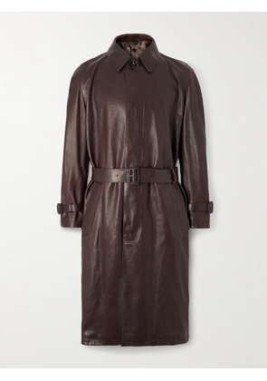 Brioni - Belted Leather Trench Coat - Men - Brown - IT 48