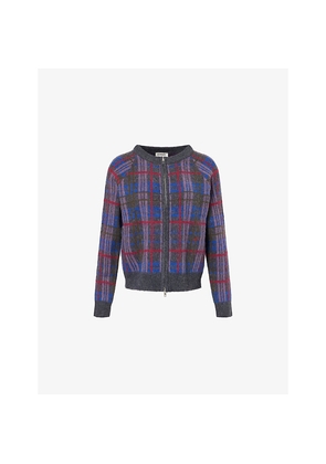 Womens Damson Madder Minah Check Brushed Merino Wool Cardigan