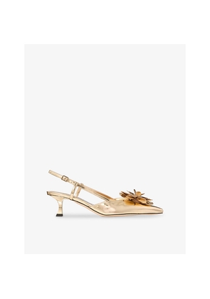 Womens Jimmy Choo Mimmi 50 Metallic-Leather Slingbacks