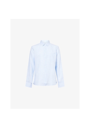 Mens Derek Rose Malibu Pinstripe Linen Shirt