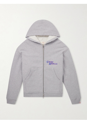 Cherry Los Angeles - Logo-Print Cotton-Blend Jersey Zip-Up Hoodie - Men - Gray - XS