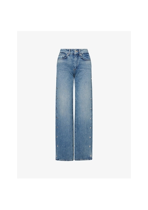 Womens Paige Sasha 34 Side Seam Snap Denim Jeans