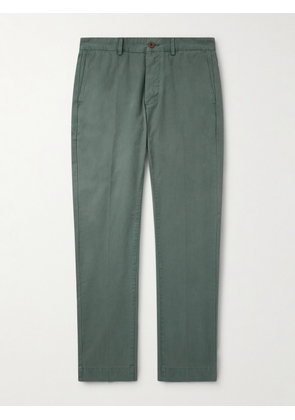 Sid Mashburn - Field Straight-Leg Garment-Dyed Cotton-Twill Trousers - Men - Green - UK/US 32