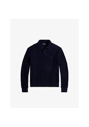 Mens Polo Ralph Lauren Textured Polo-Collar Wool-Cotton Jumper