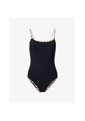 Womens Burberry Sylvia Check-Trim Swimsuit