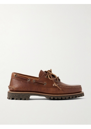 Yuketen - Hex Eye Pebble-Grain Leather Boat Shoes - Men - Brown - US 8