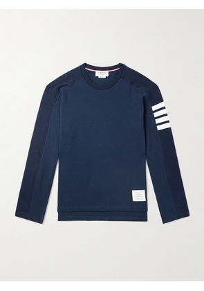 Thom Browne - Logo-Appliquéd Striped Cotton-Jersey T-Shirt - Men - Blue - 1