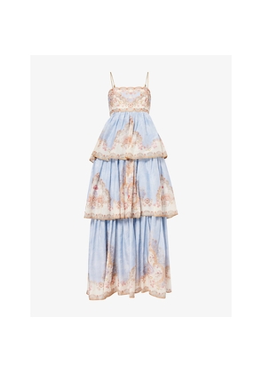 Womens Zimmermann Daylight Tiered Cotton-Blend Maxi Dress