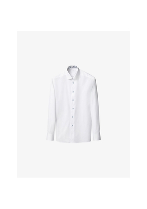 Mens Eton Floral-Trim Slim-Fit Cotton-Twill Shirt