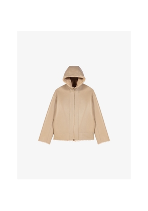Womens Maje Reversible Hooded Shearling-Effect Coat