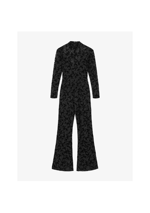 Womens Allsaints Rylee Flared-Leg Stretch-Woven Catsuit