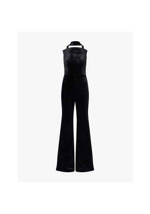 Womens Nadine Merabi Talia Neck-Sash Velvet Jumpsuit