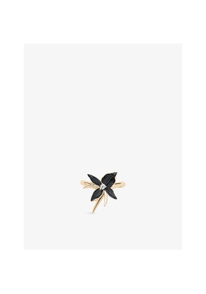 Womens Shaun Leane Black Orchid Sterling-Silver, Yellow-Gold Vermeil and 0.05ct Diamond Flower Ring