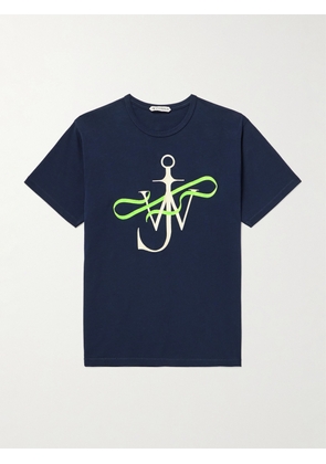 JW Anderson - Ribbon Anchor Logo-Embroidered Cotton-Jersey T-Shirt - Men - Blue - XS