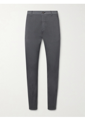 Eleventy - Straight-Leg Pleated Stretch Cotton and Silk-Blend Trousers - Men - Gray - UK/US 28