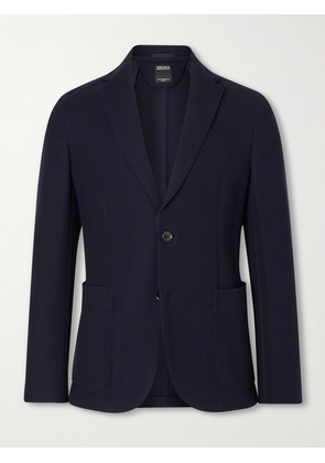 Zegna - Wool and Cotton-Blend Piqué Blazer - Men - Blue - IT 46