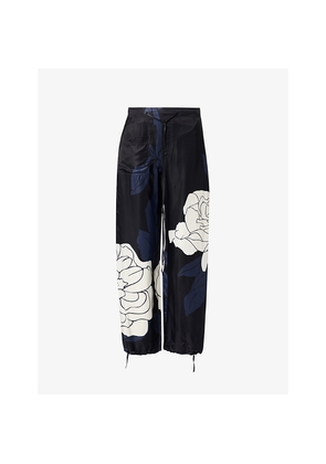 Womens Victoria Beckham Floral-Motif Woven Cargo Trousers