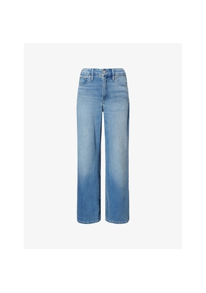 Womens Good American Good Waist Palazzo-Leg Stretch-Denim Blend Jeans