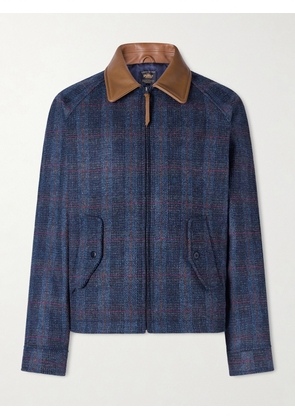 Golden Bear - Dunbar Harris Leather-Trimmed Checked Wool Jacket - Men - Blue - XS