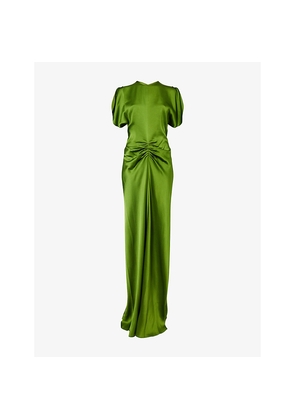 Womens Victoria Beckham Isabella Gathered-Waist Satin Maxi Dress