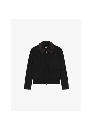 Mens Boss Faux-Fur-Collar Wool and Cashmere Coat
