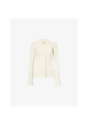 Womens The Couture Club Logo-Embroidered Stretch-Rib Knitted Top