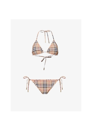 Womens Burberry Check Triangle Bikini Set
