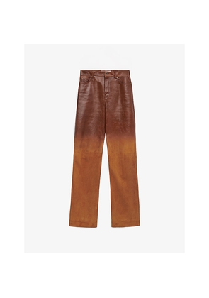 Womens Loewe Ombre Straight-Leg Leather Trousers