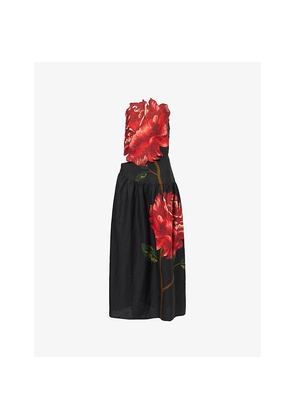 Womens Farm Rio Rosalia Floral Linen-Blend Midi Dress