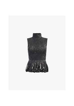 Womens Alaia Loop-Hem Sequin Knit Top