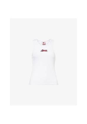Womens Icecream Beaded-Logo Ribbed Cotton Tank Top
