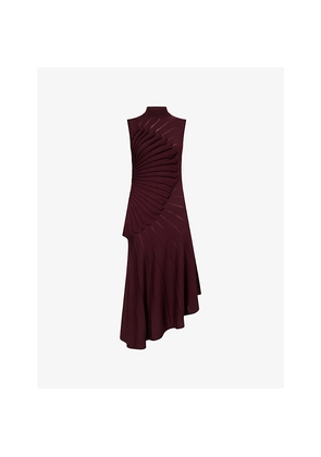 Womens Alaia Sculpting Asymmetric Wool Midi Dress