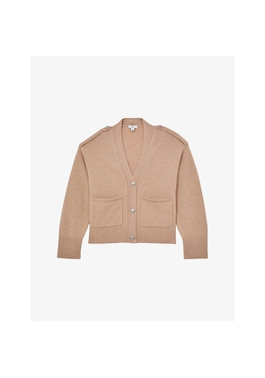 Womens Reiss Maya V-Neck Wool and Cashmere Cardigan