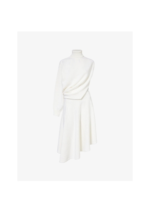 Womens Alaia Asymmetric Cut-Out Wool Midi Dress