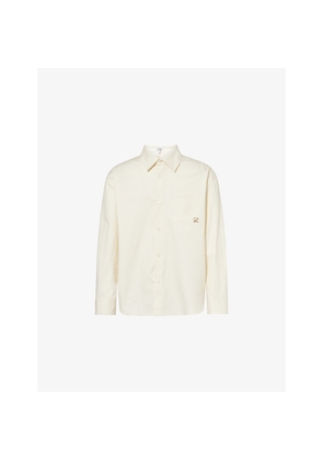 Mens Loewe Anagram Curved-Hem Cotton-Poplin Shirt