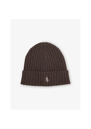 Womens Sporty & Rich Embroidered-Logo Cashmere-Blend Beanie
