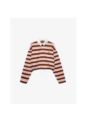 Womens Prada Stripe-Print Long-Sleeve Cotton-Jersey T-Shirt