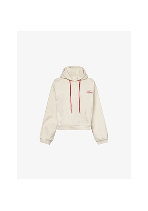 Womens Lounge Underwear Oversized Logo-Embroidery Cotton-Jersey Hoody