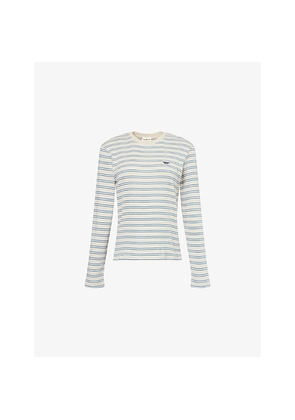 Womens Adanola Rib Stripe Long Sleeve Cotton-Jersey T-Shirt