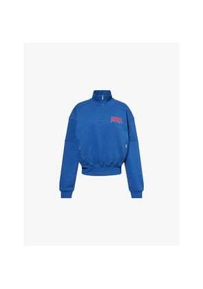 Womens Adanola Sport Horizon Funnel-Neck Zip Cotton-Jersey Sweatshirt