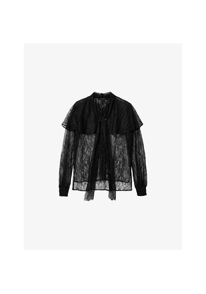 Womens Allsaints Athena High-Neck Lace Shirt