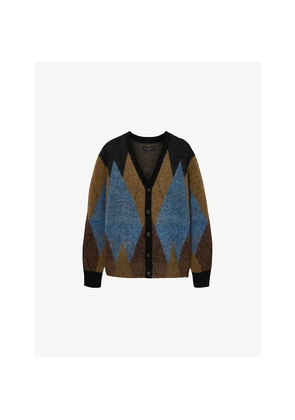 Mens Allsaints Bernie Argyle Wool-Blend Cardigan