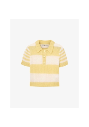 Womens Allsaints Clem Striped Knitted Polo Shirt
