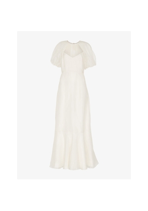 Womens Whistles Sabrina Puff-Sleeve Silk Wedding Dress